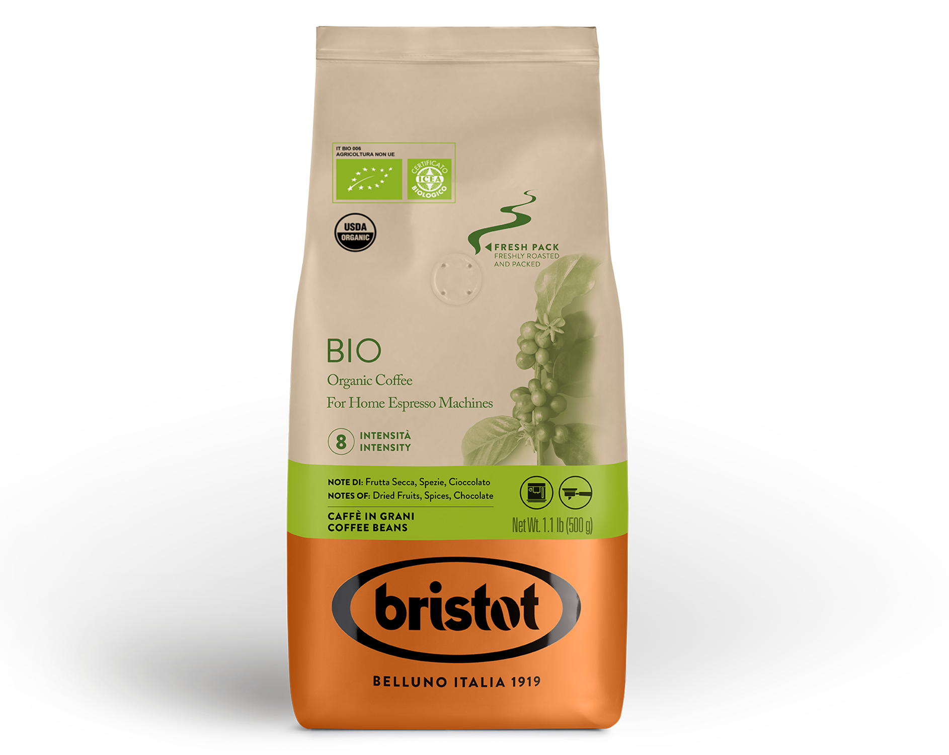 bristot-bio-organic-bio-espresso-bohnen-caff-in-grani image 1